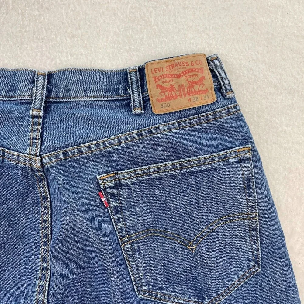 Levis 550 Retro Men's Blue Relaxed Fit Denim Pants 100% Cotton 38x34